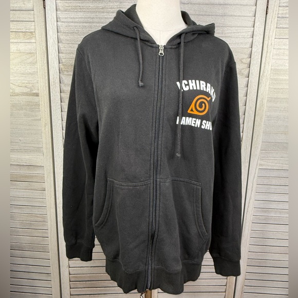NARUTO SHIPPUDEN Ichiraku Ramen Shop Full Zip Sweatshirt Black/Multi-Medium - Picture 1 of 2